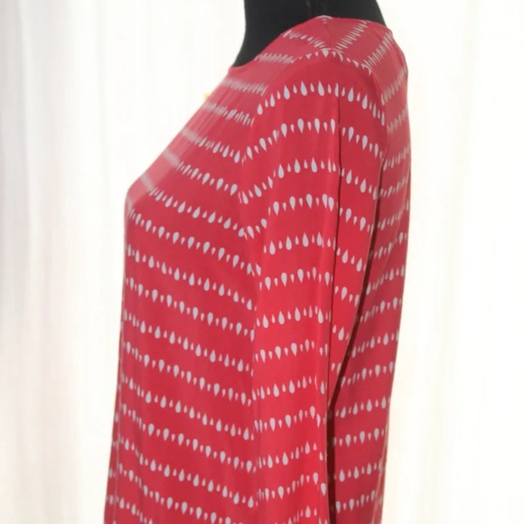 Long Sleeve Red and White Gap Rayon Top, Size XS - Picture 2 of 5